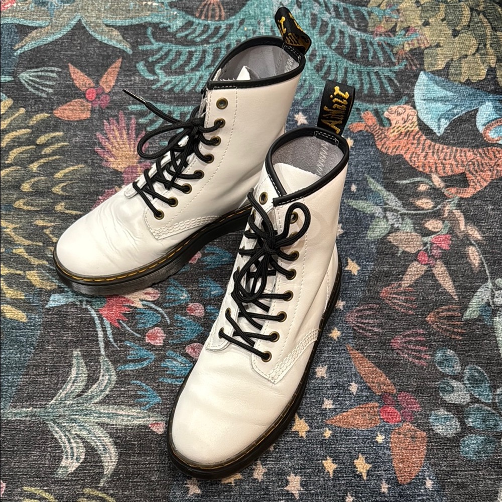 Dr. Martens White Leather Boots